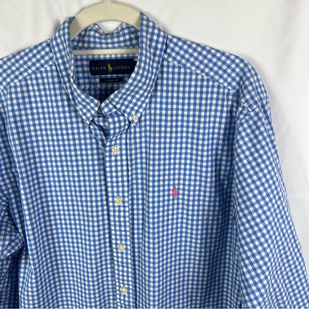 Ralph Lauren Blue Gingham Men's Shirt - Picture 3 of 8